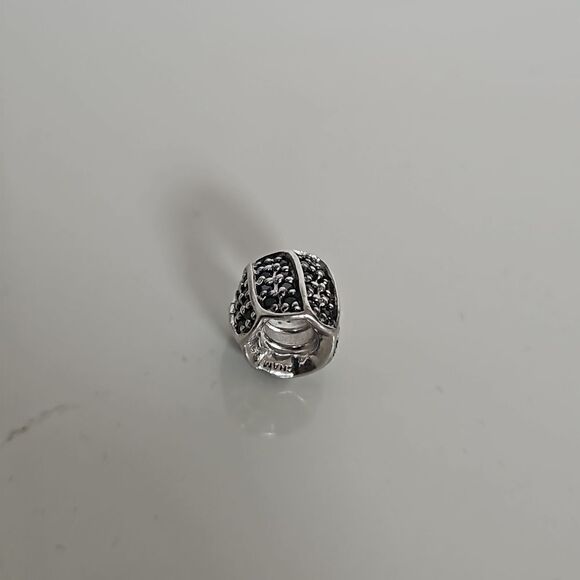 925 Sterling Silver Sparkling Black Stone Charm Silver - Picture 11 of 16